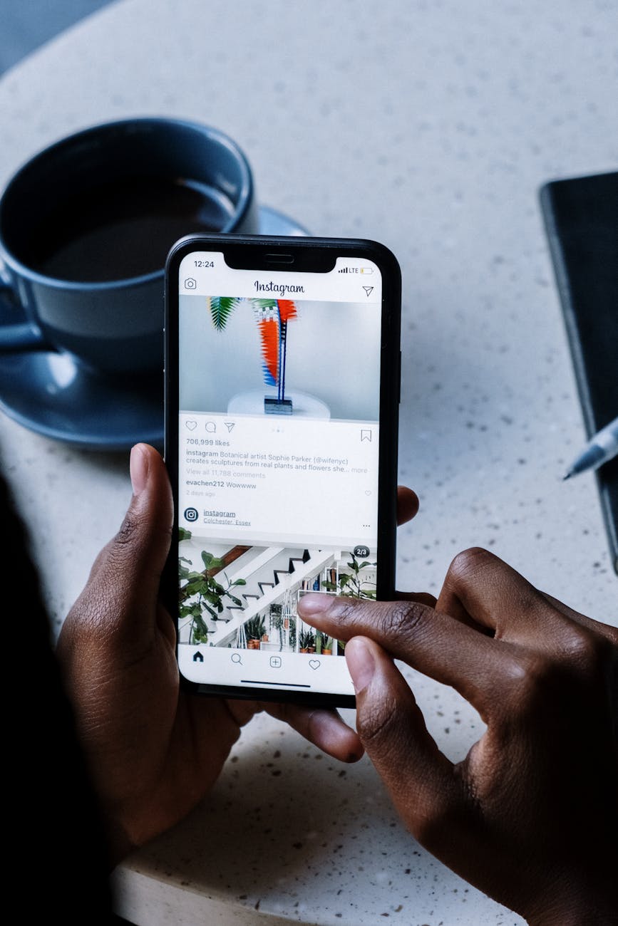 A local business marketing in Instagram and its post showing up when a man searching in Instagram.